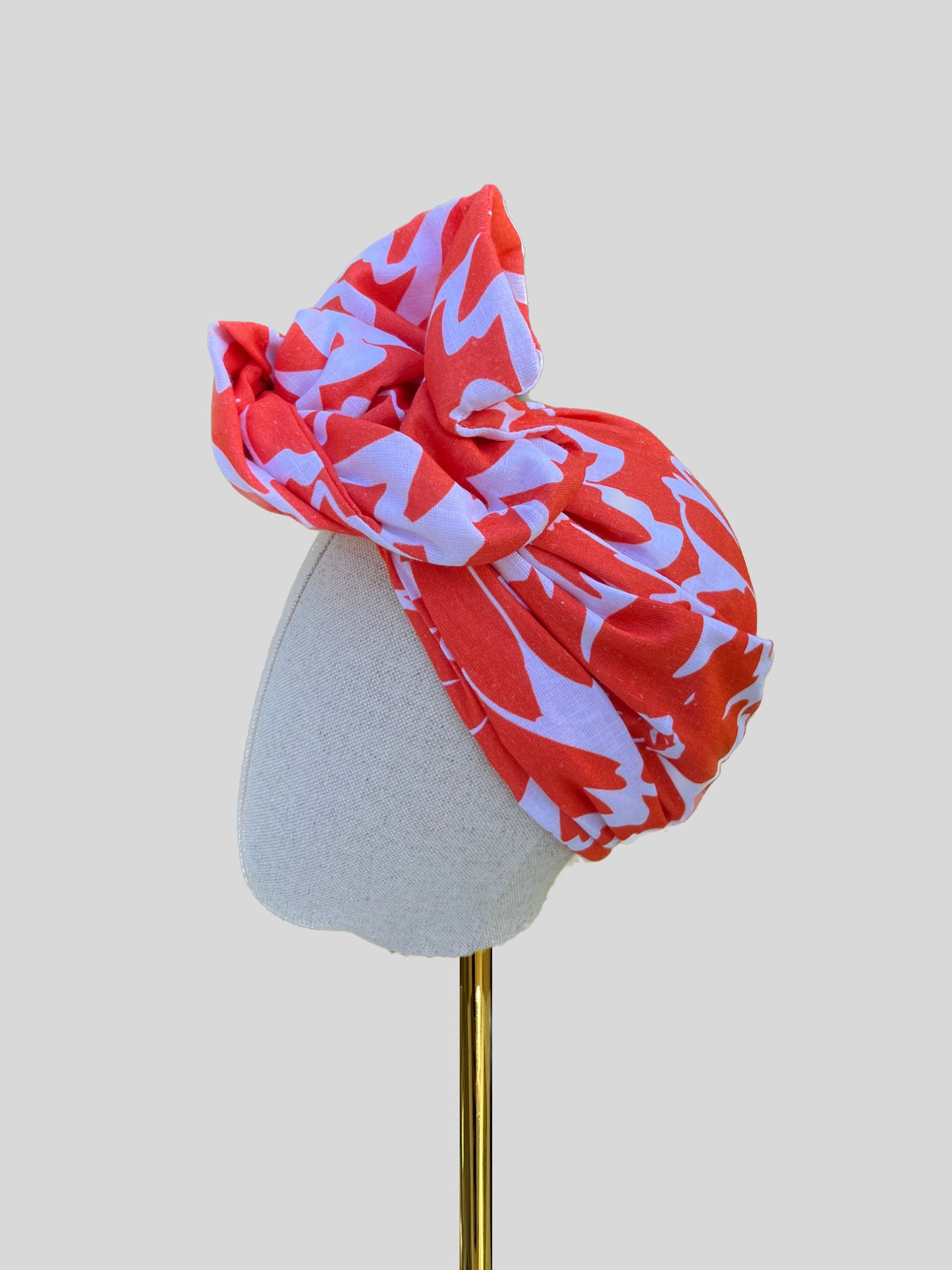 orange floral wired turban head wrap