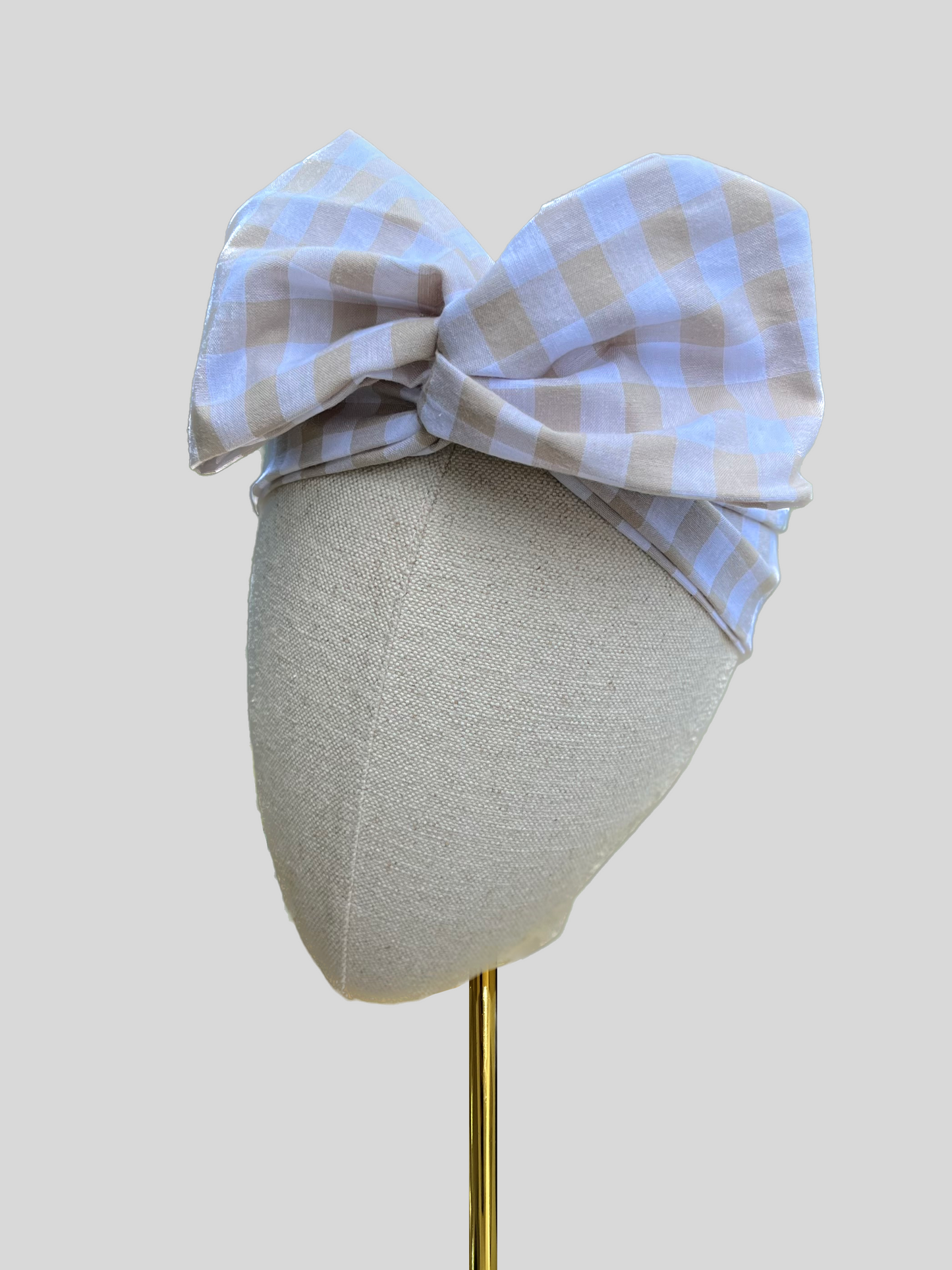 white gingham wired headband