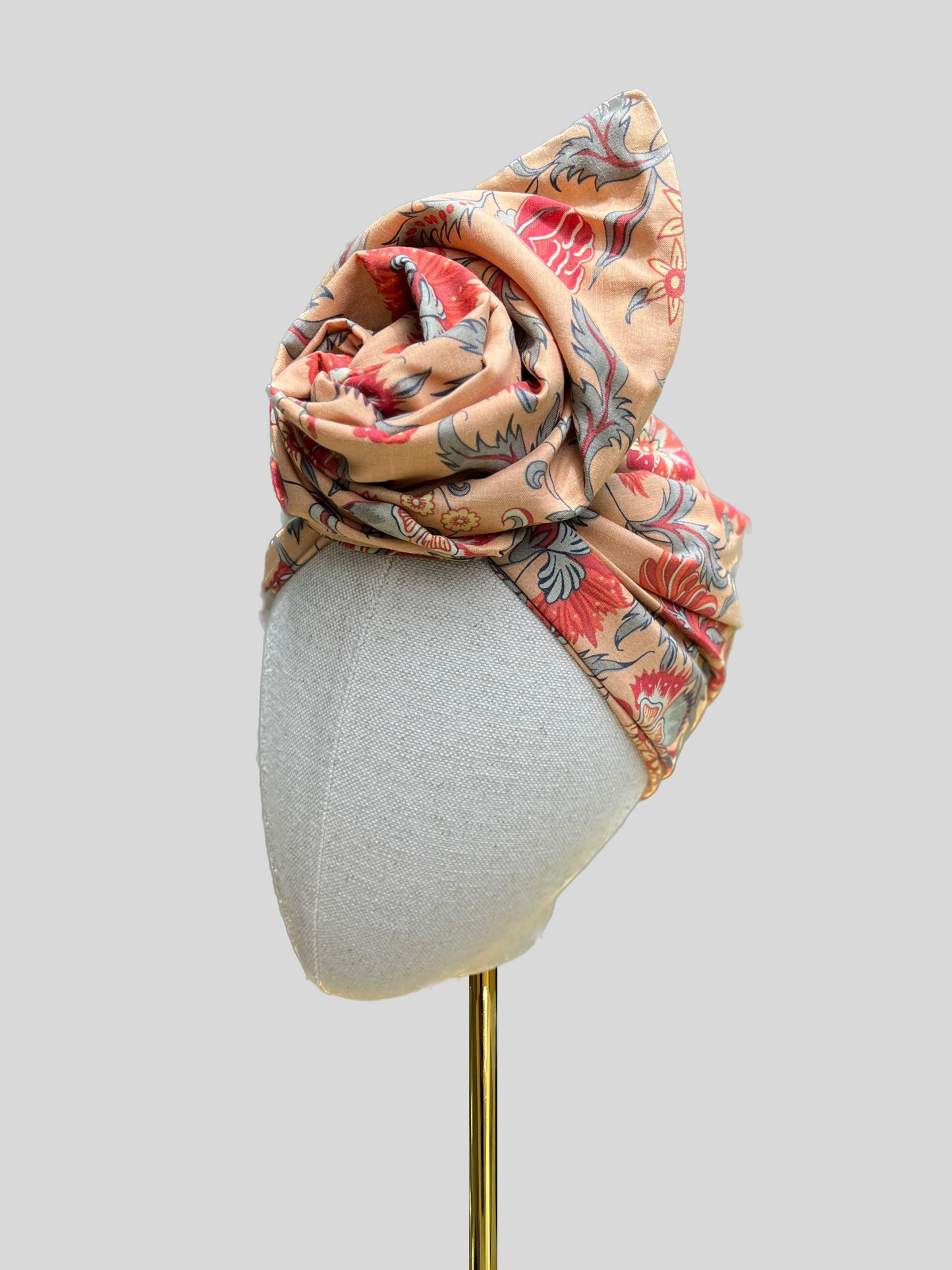brown floral wired turban head wrap