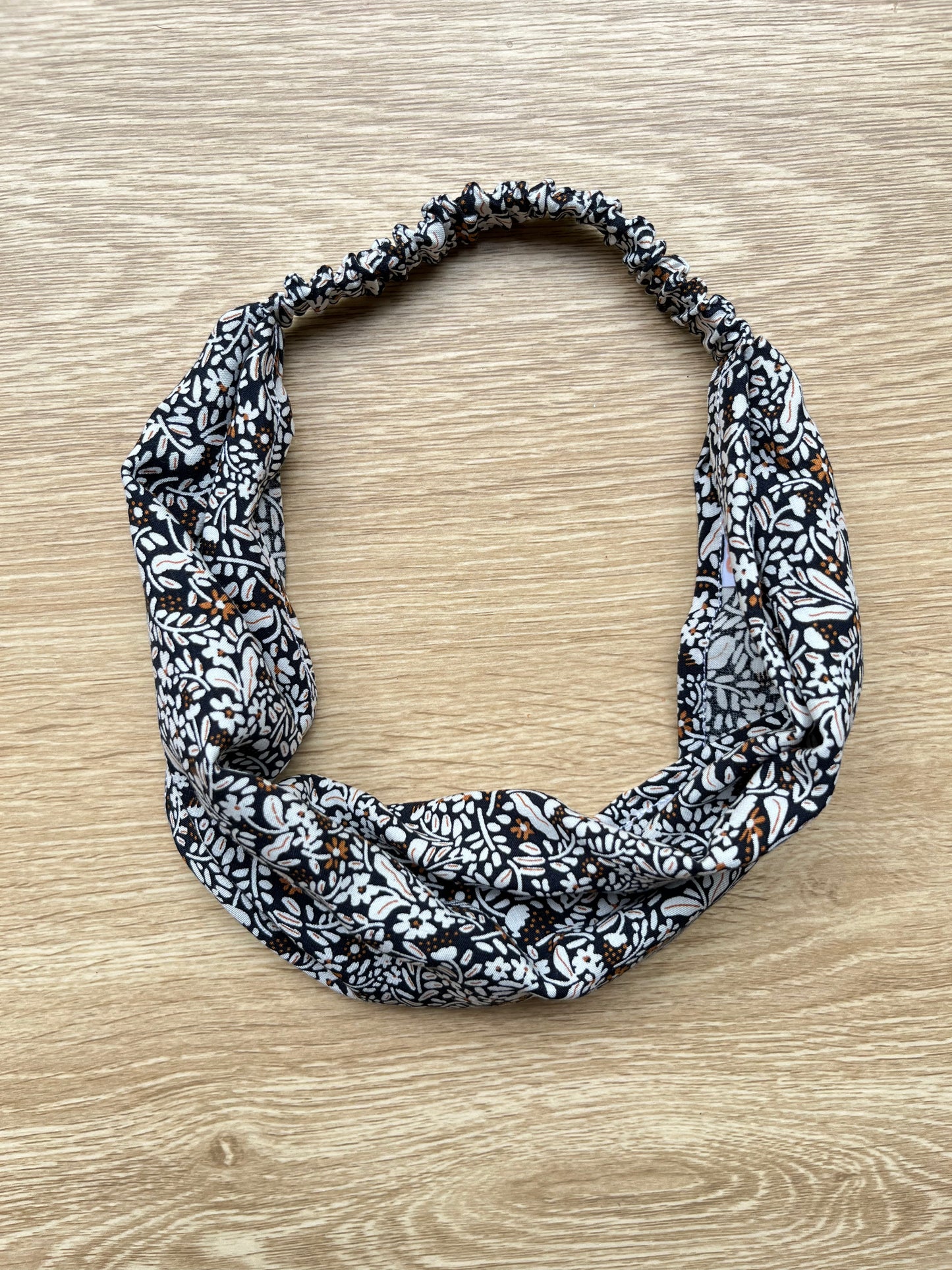 Black floral bandana headband