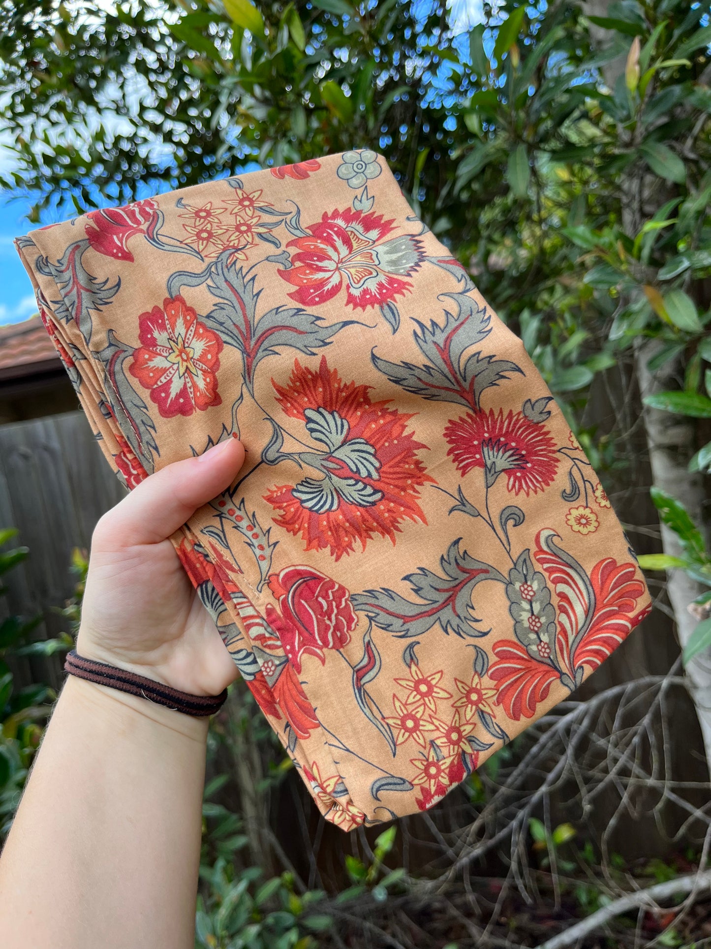 brown floral wired turban head wrap
