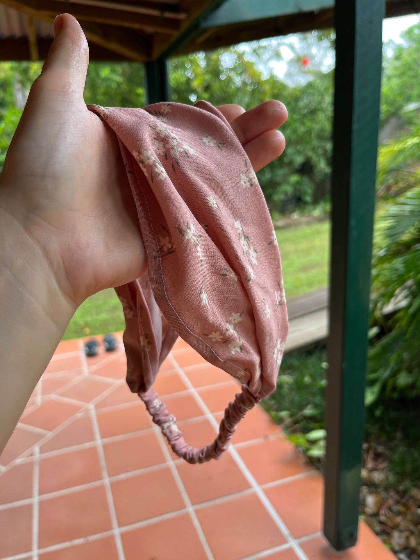 pink floral bandana headband