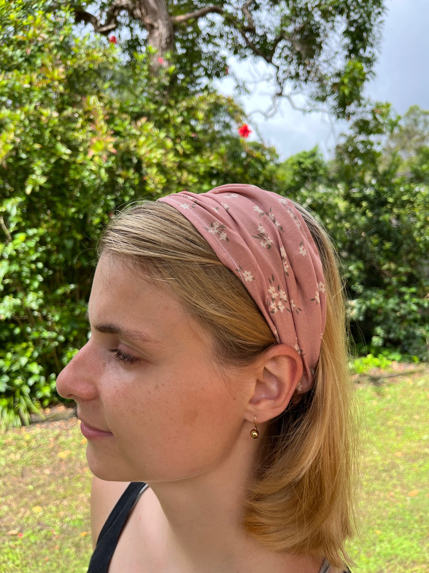 pink floral bandana headband