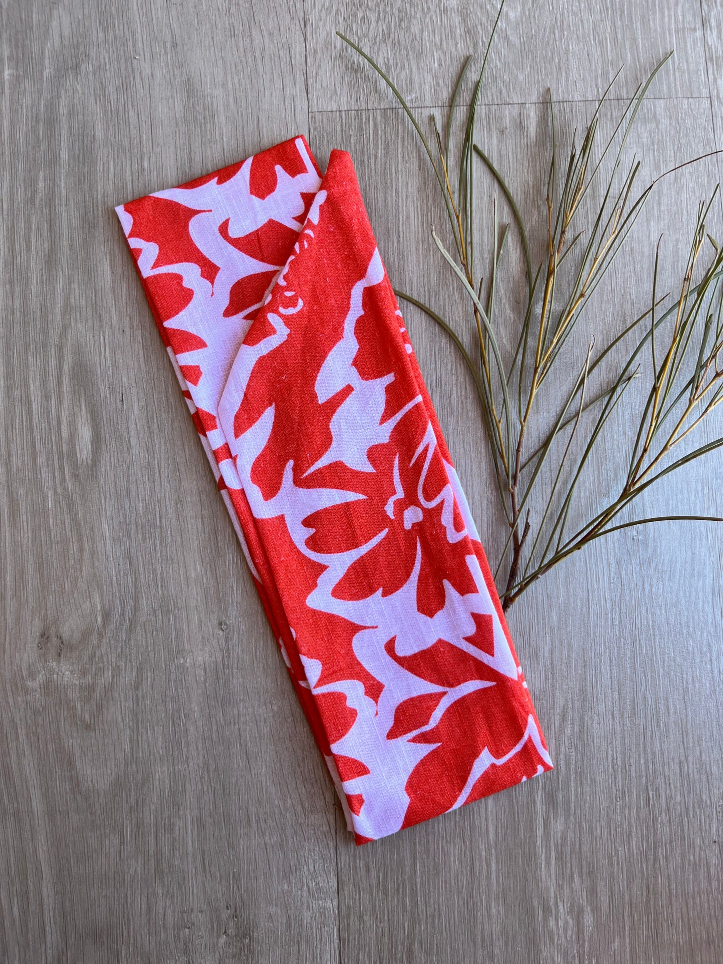 orange and white floral wire headband
