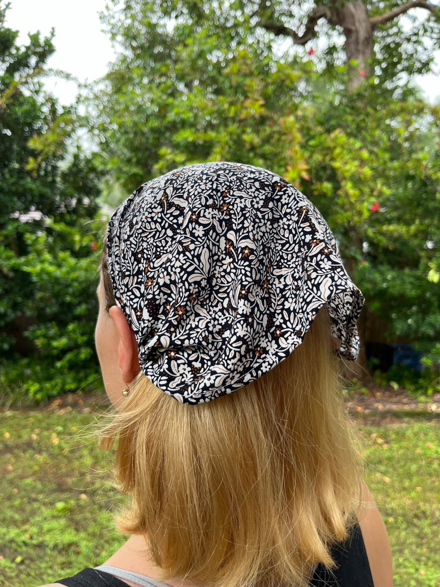 Black floral bandana headband