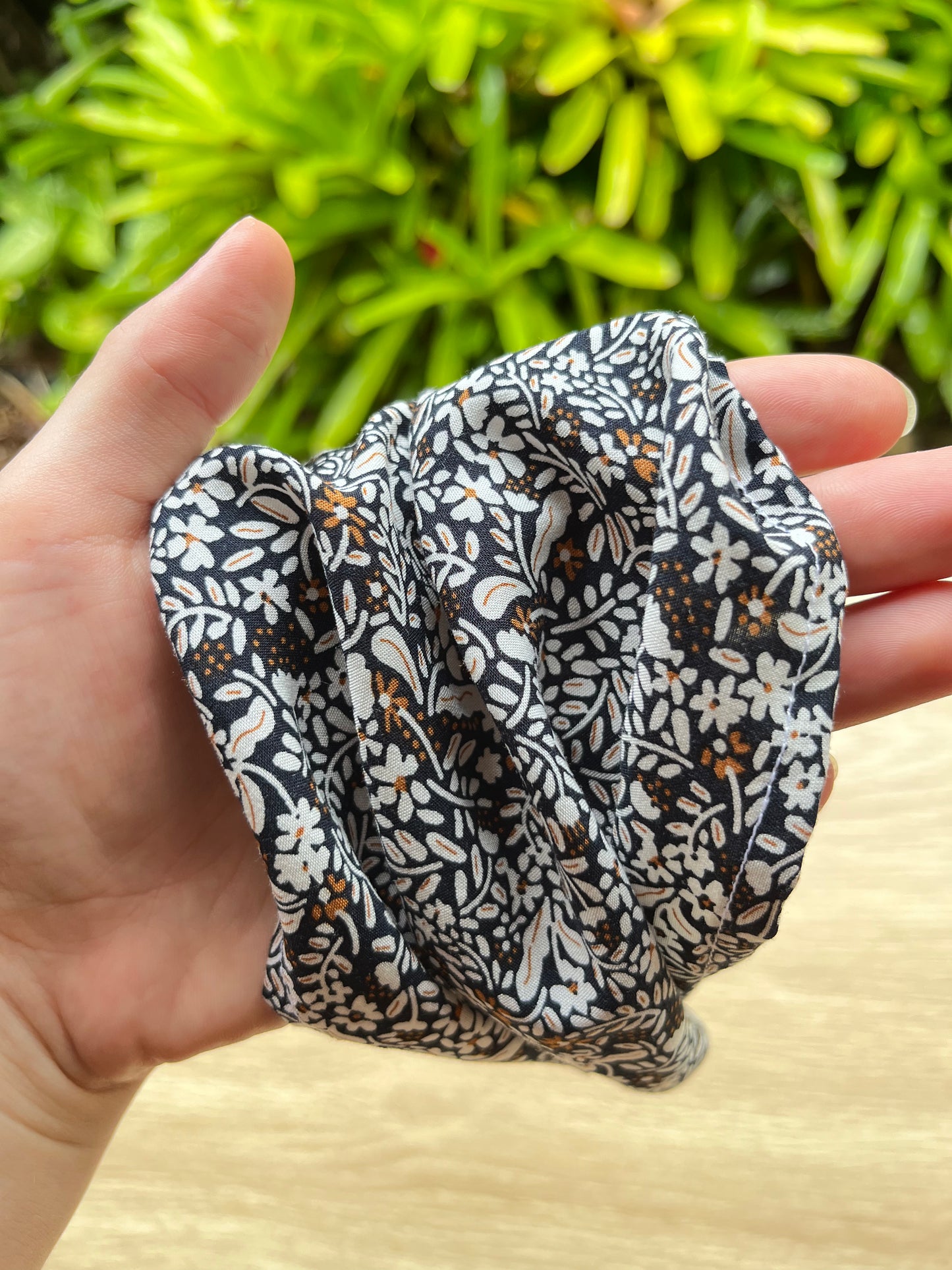 Black floral bandana headband
