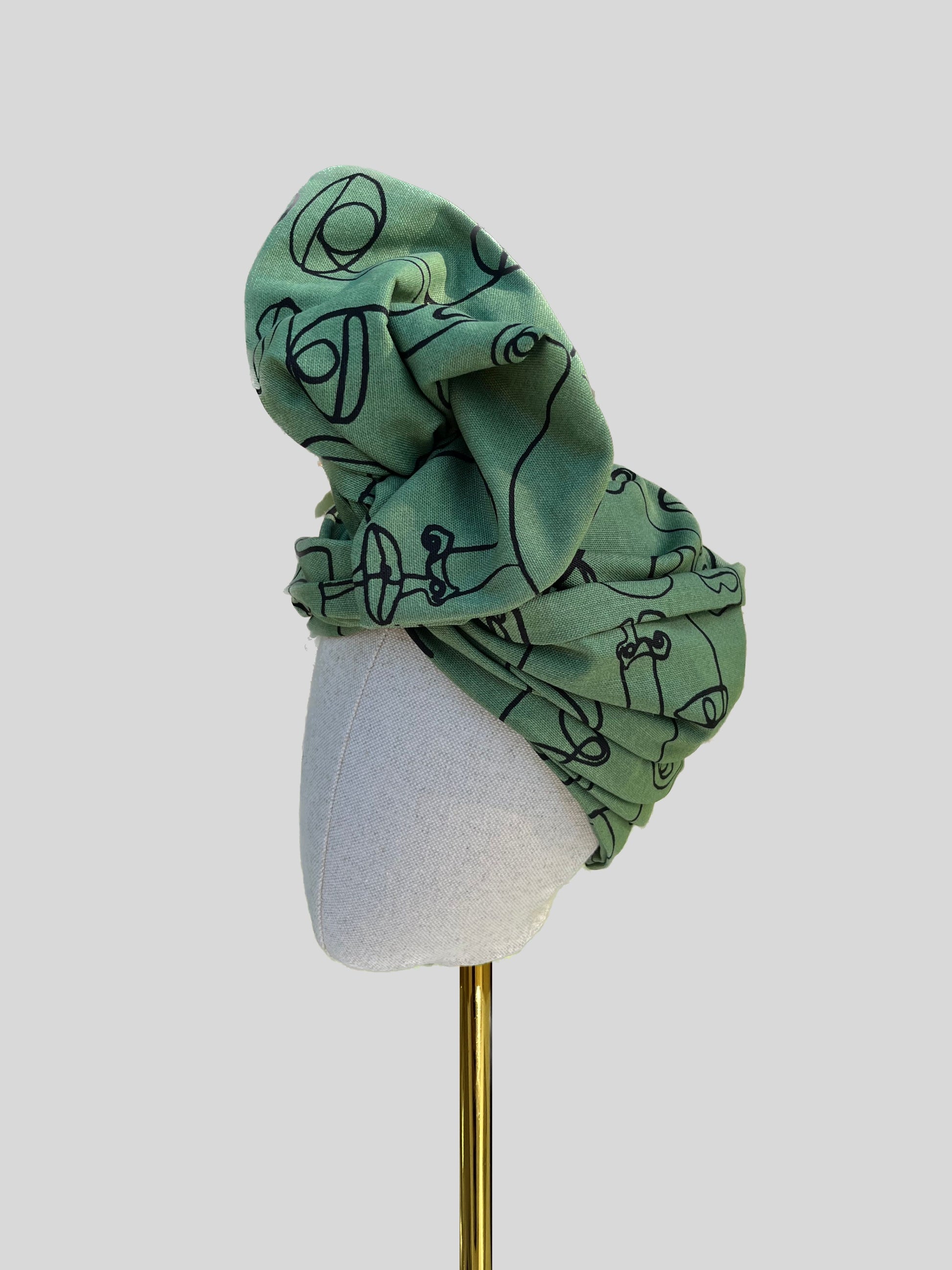 women's green wired turban head wrap 