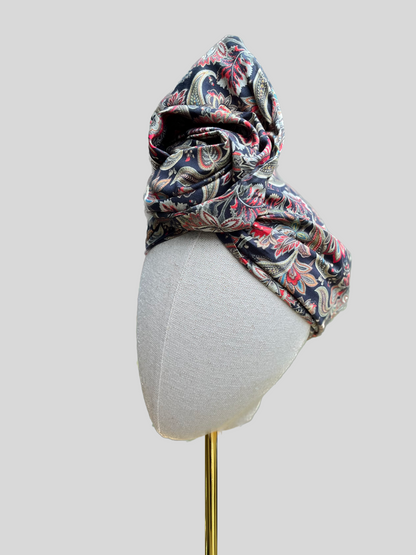 black floral wired turban head wrap