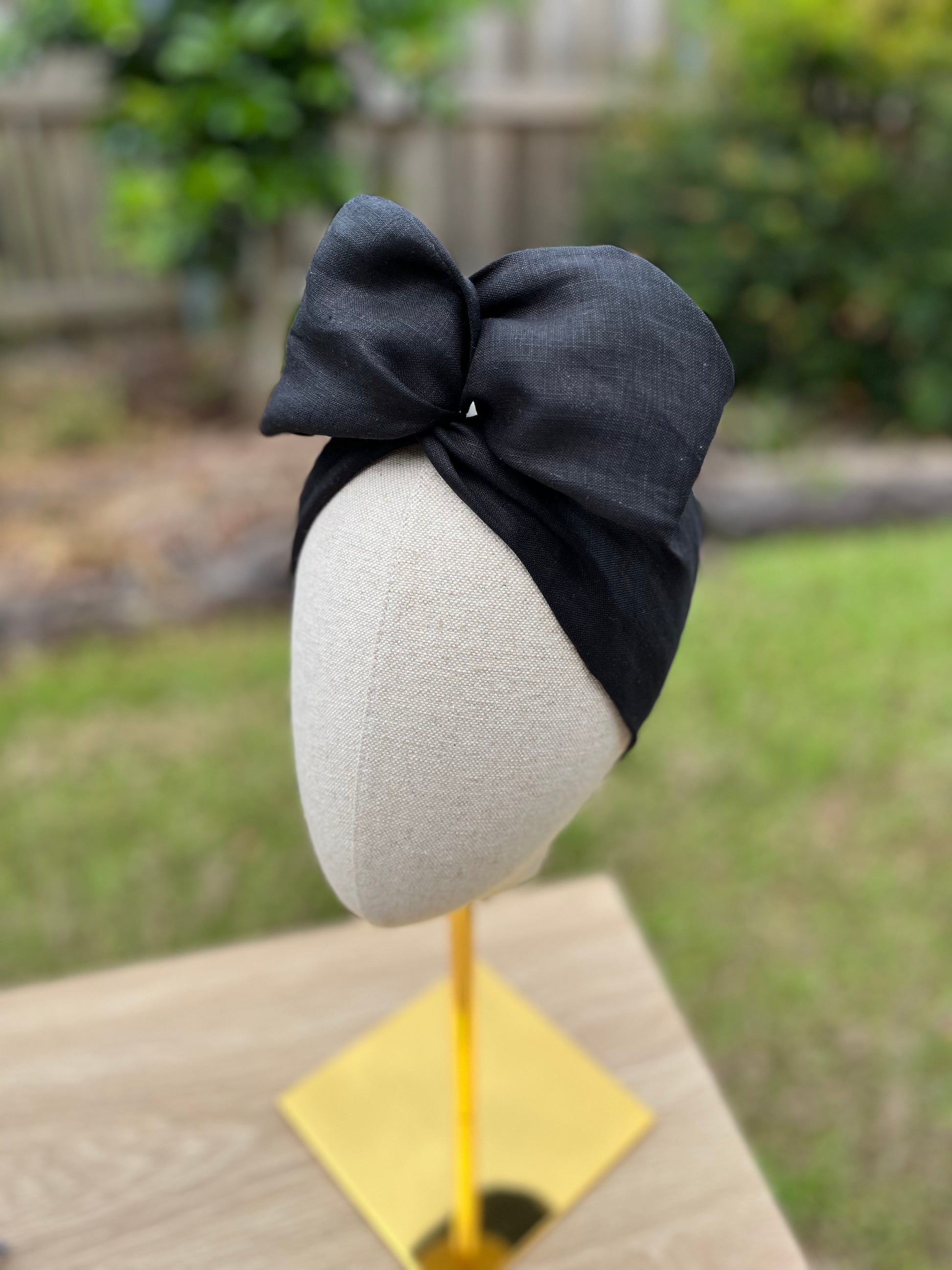black linen wired headband
