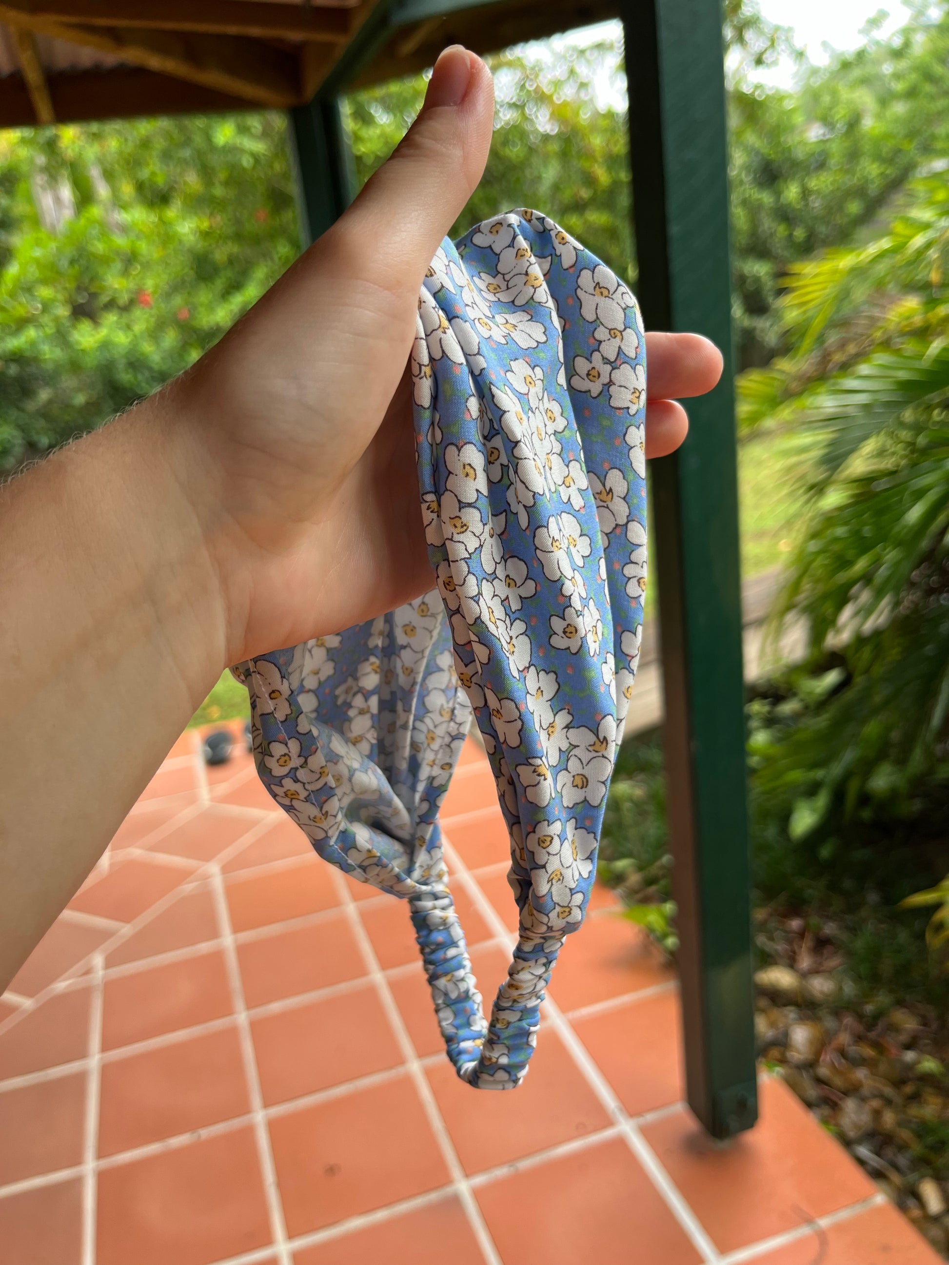 blue daisy bandana headband