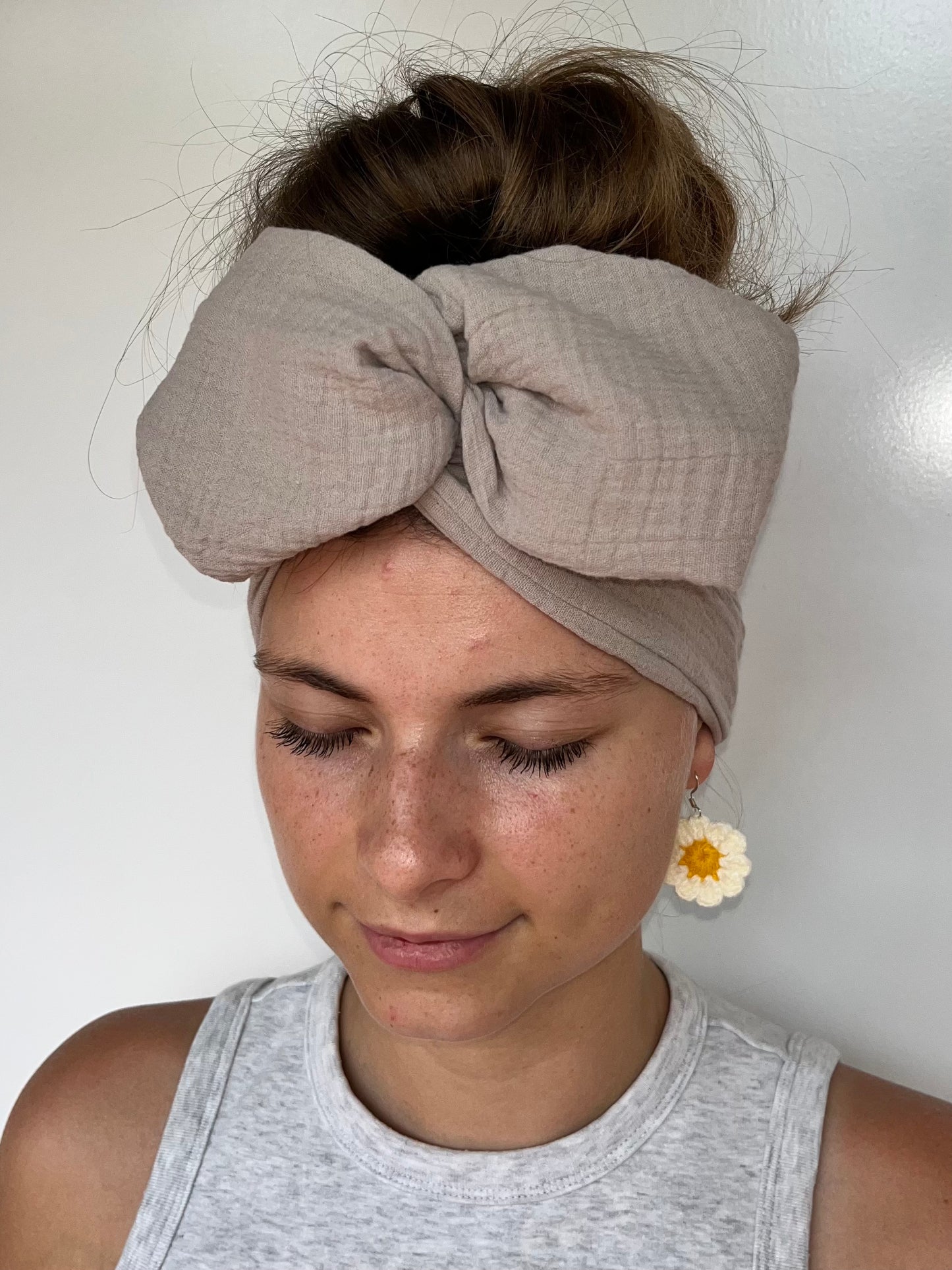 Beige / Brown Wired Headband