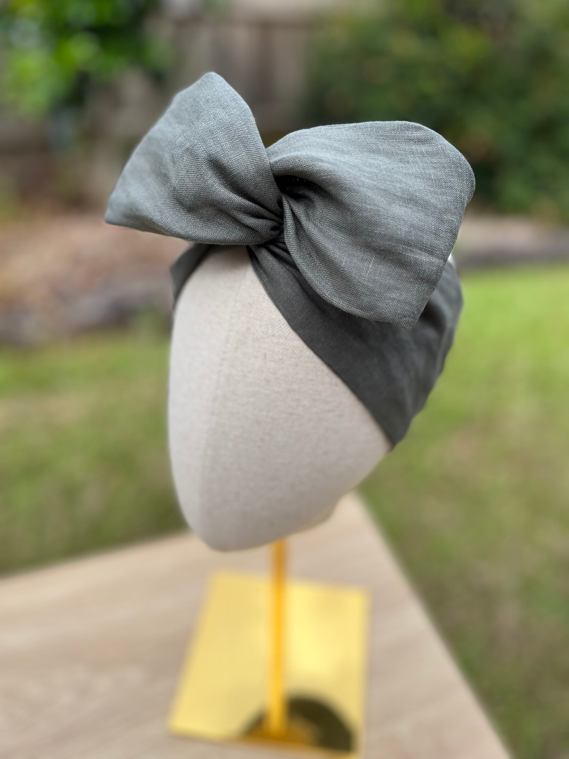 sage linen wired headband