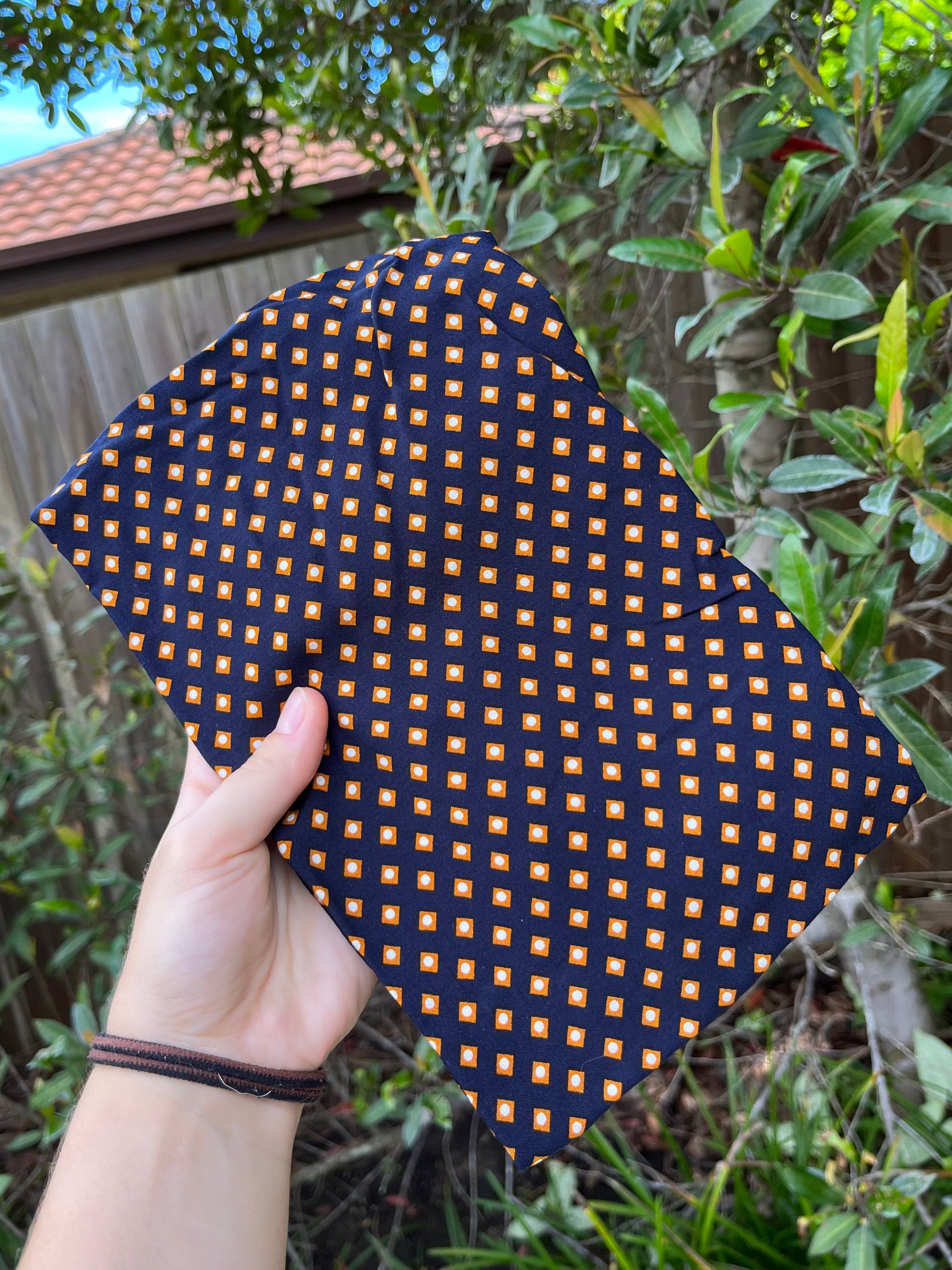 dotted navy blue wired turban head wrap
