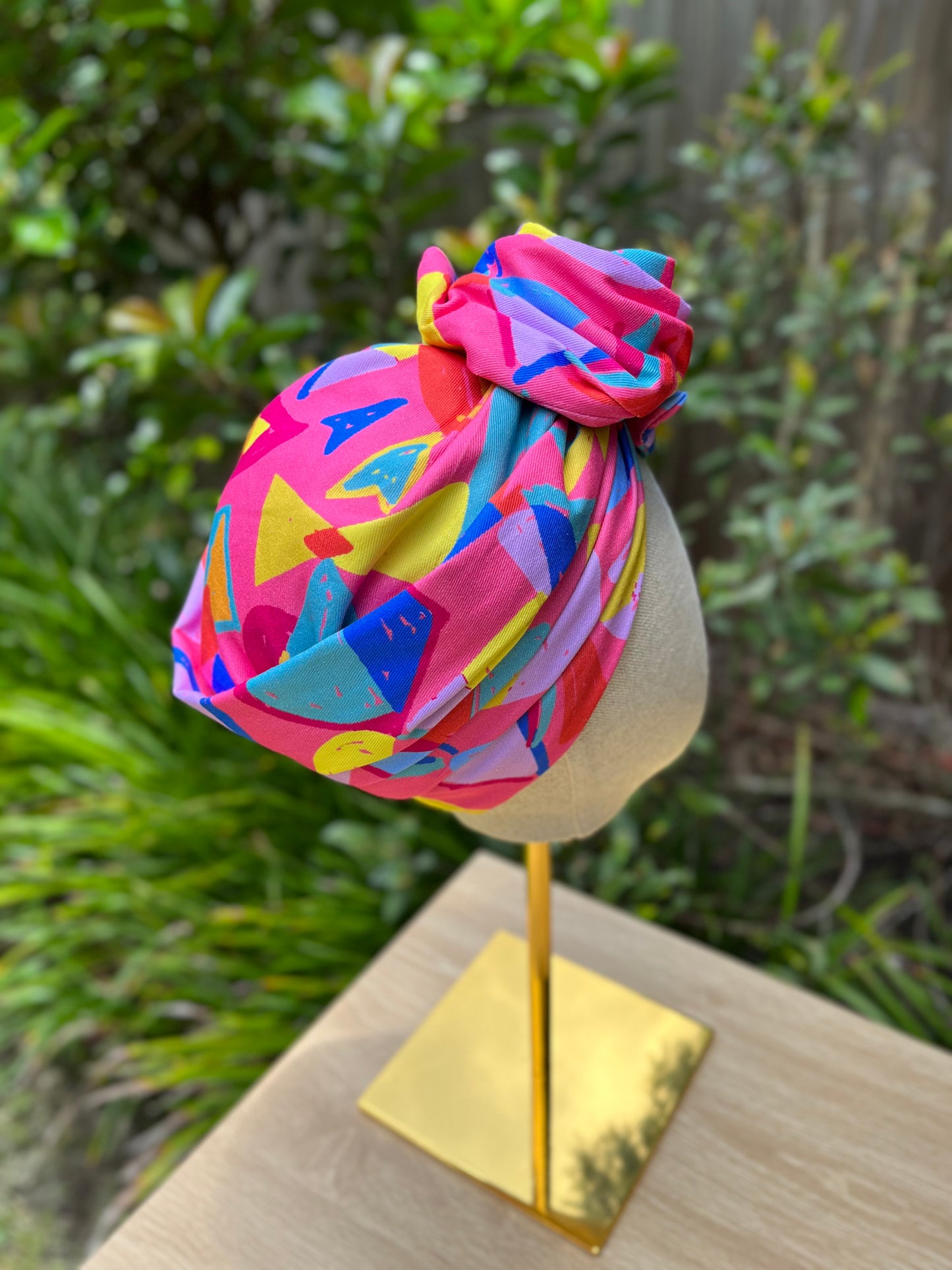 bright pink barbie wired turban head wrap