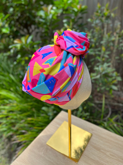 bright pink barbie wired turban head wrap