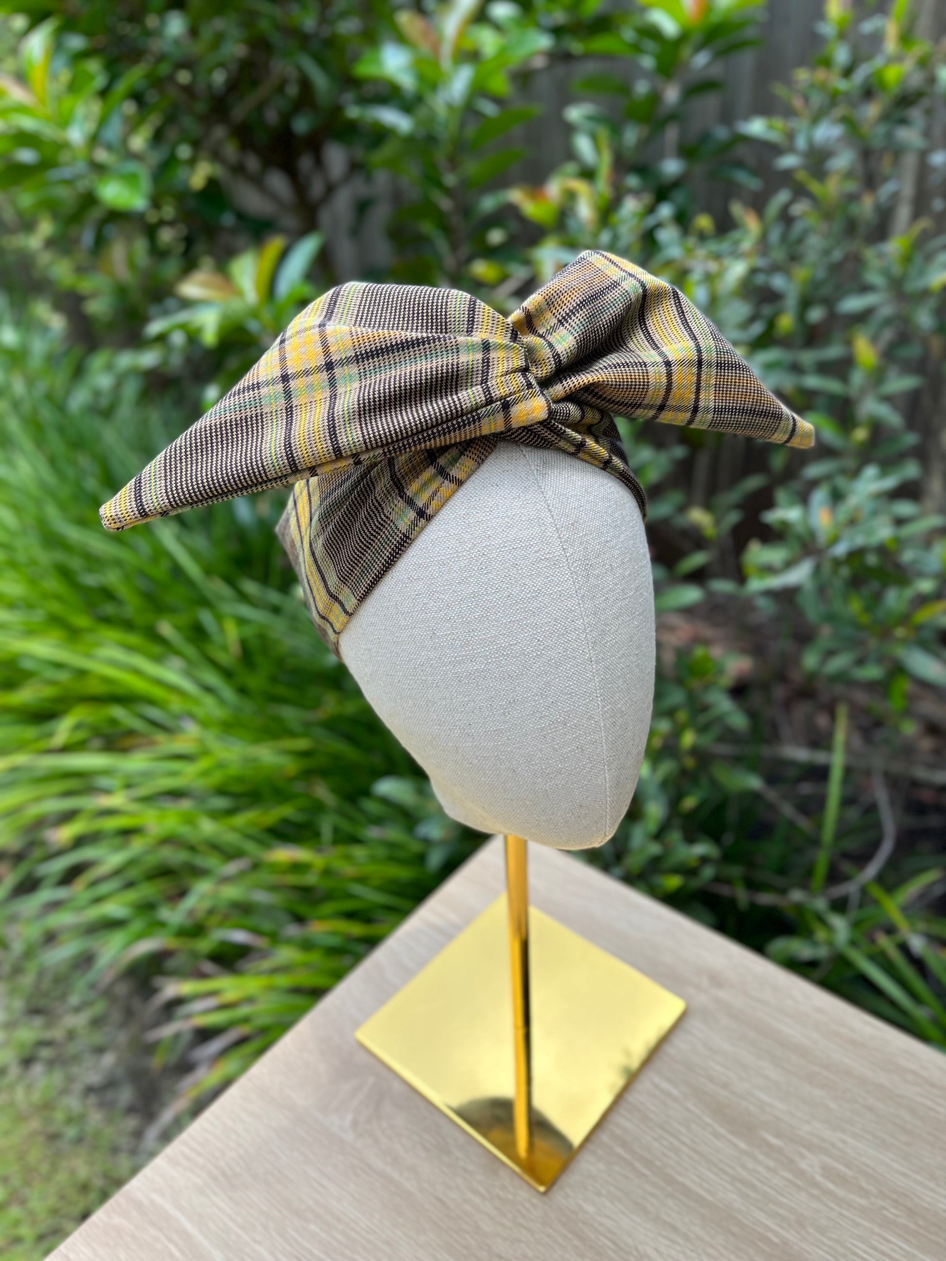 yellow plaid wired headband