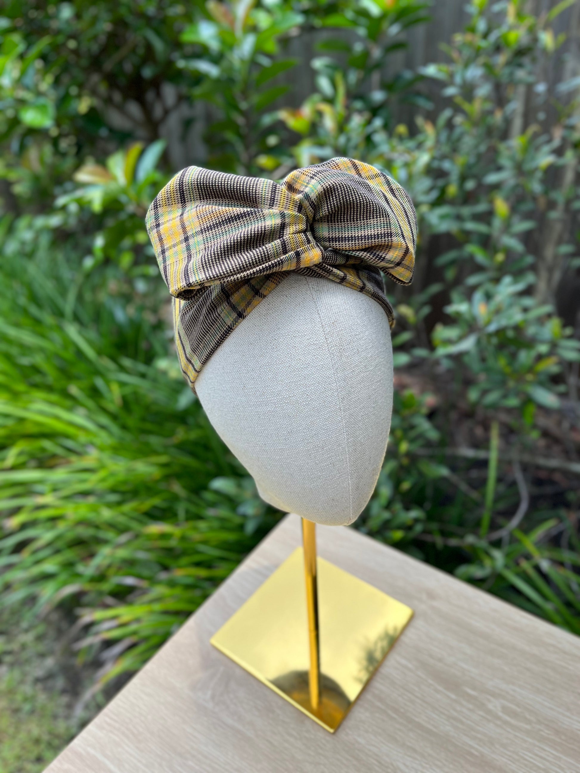 yellow plaid wired headband