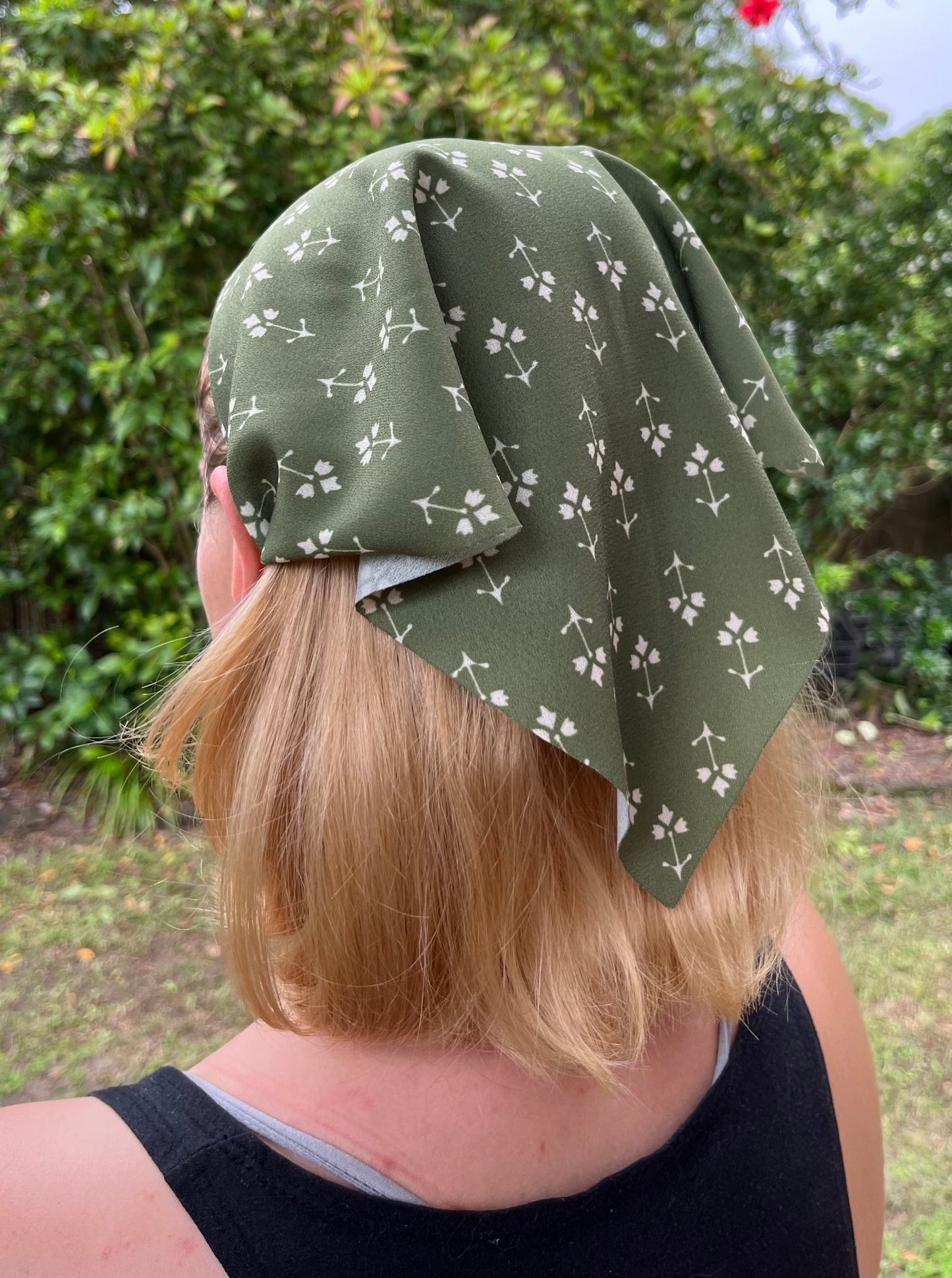 green boho bandana hair scarf