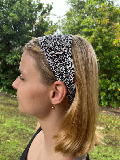 Black floral bandana headband