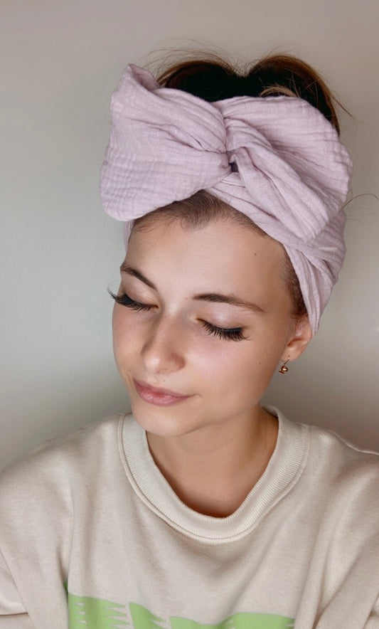 Light pink cotton gauze wire headband 