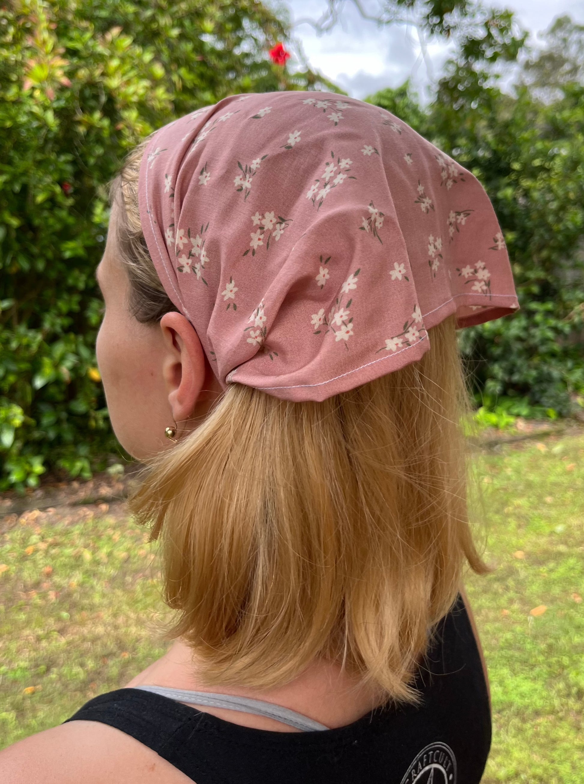 pink floral bandana headband