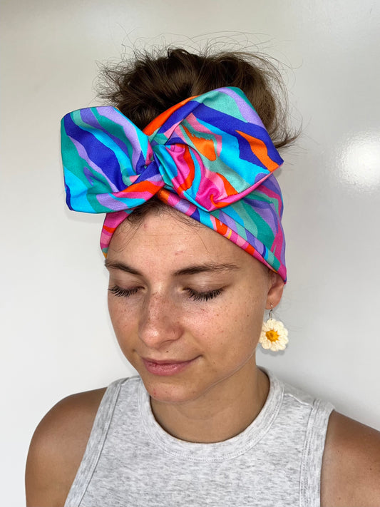 Rainbow Striped Wired Headband