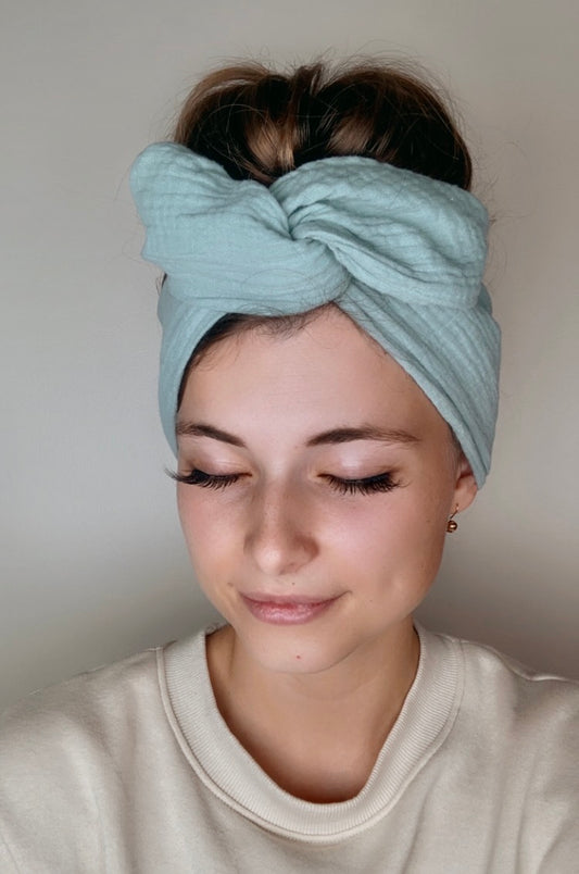green cotton gauze wire headband 