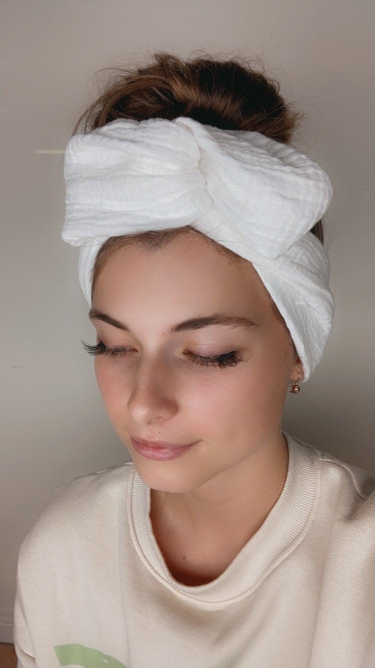 White cotton gauze wire headband 
