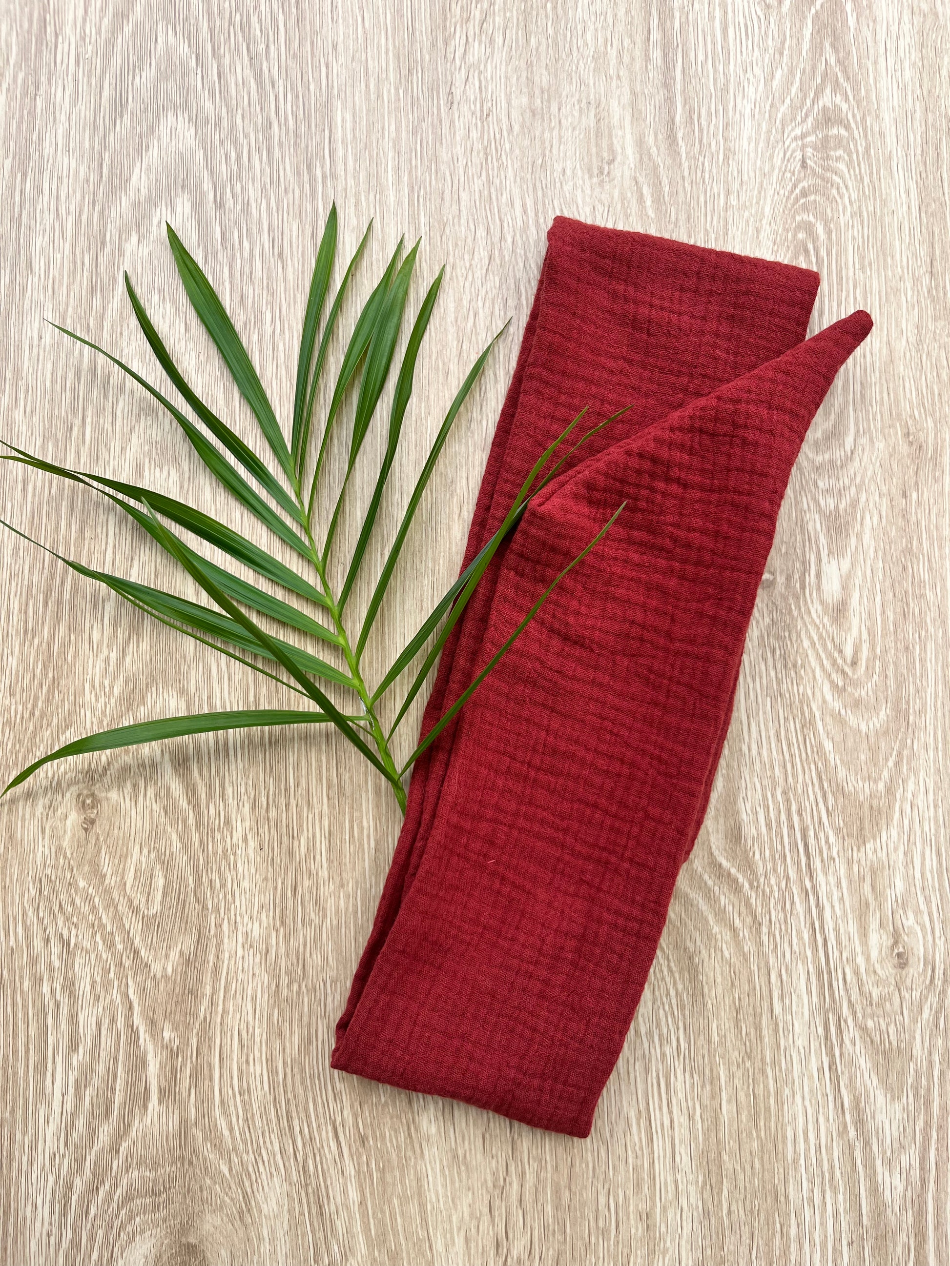 cotton gauze red wire headband