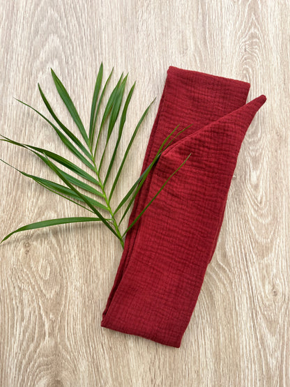 cotton gauze red wire headband