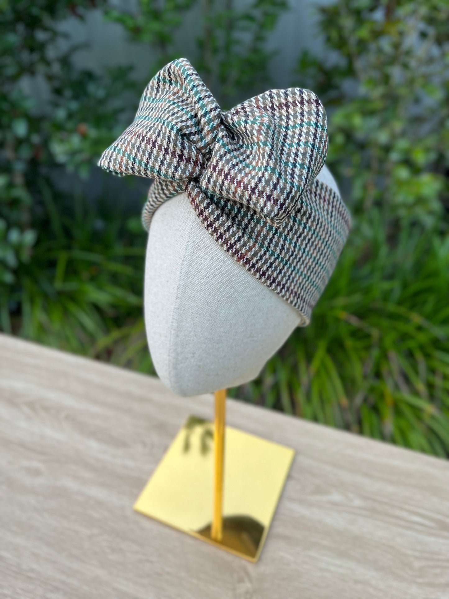 Woollen Houndstooth Wired Headband