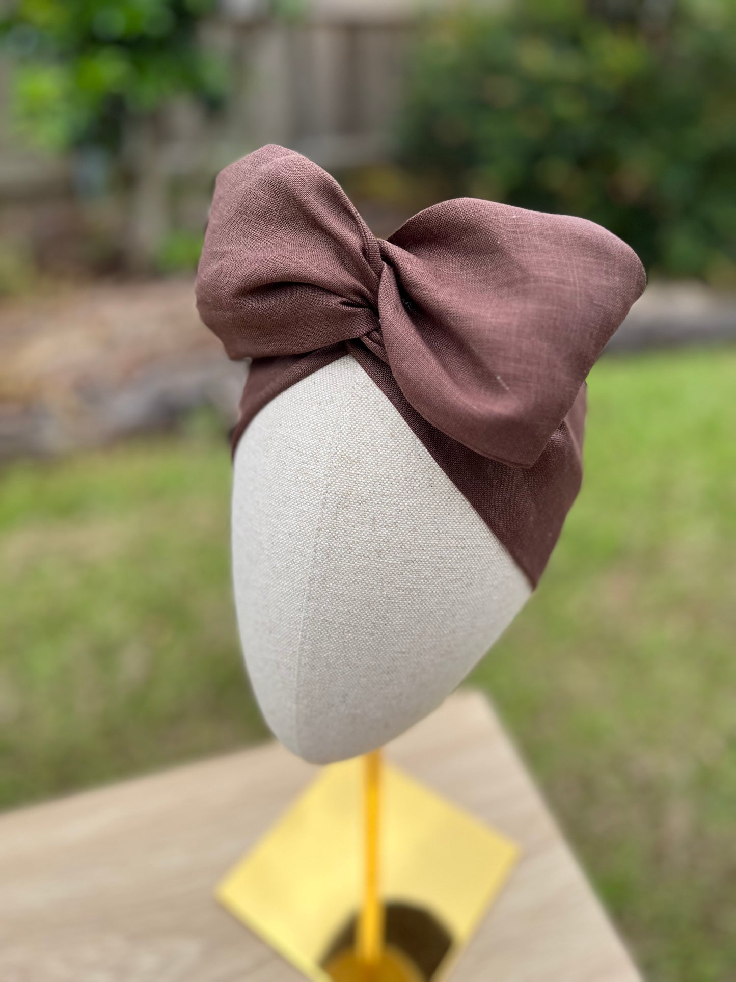 brown linen wired headband