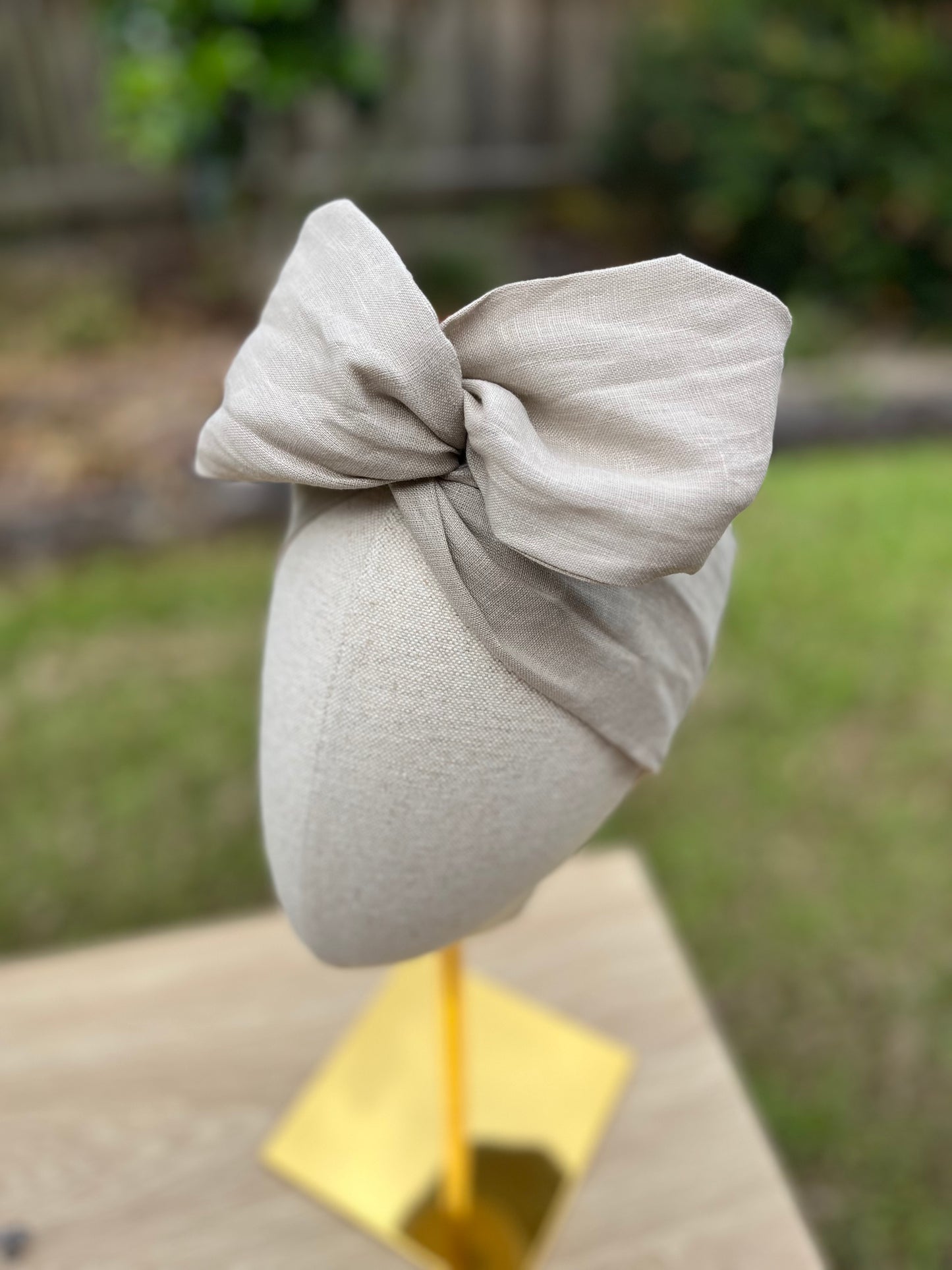 natural beige linen wired headband