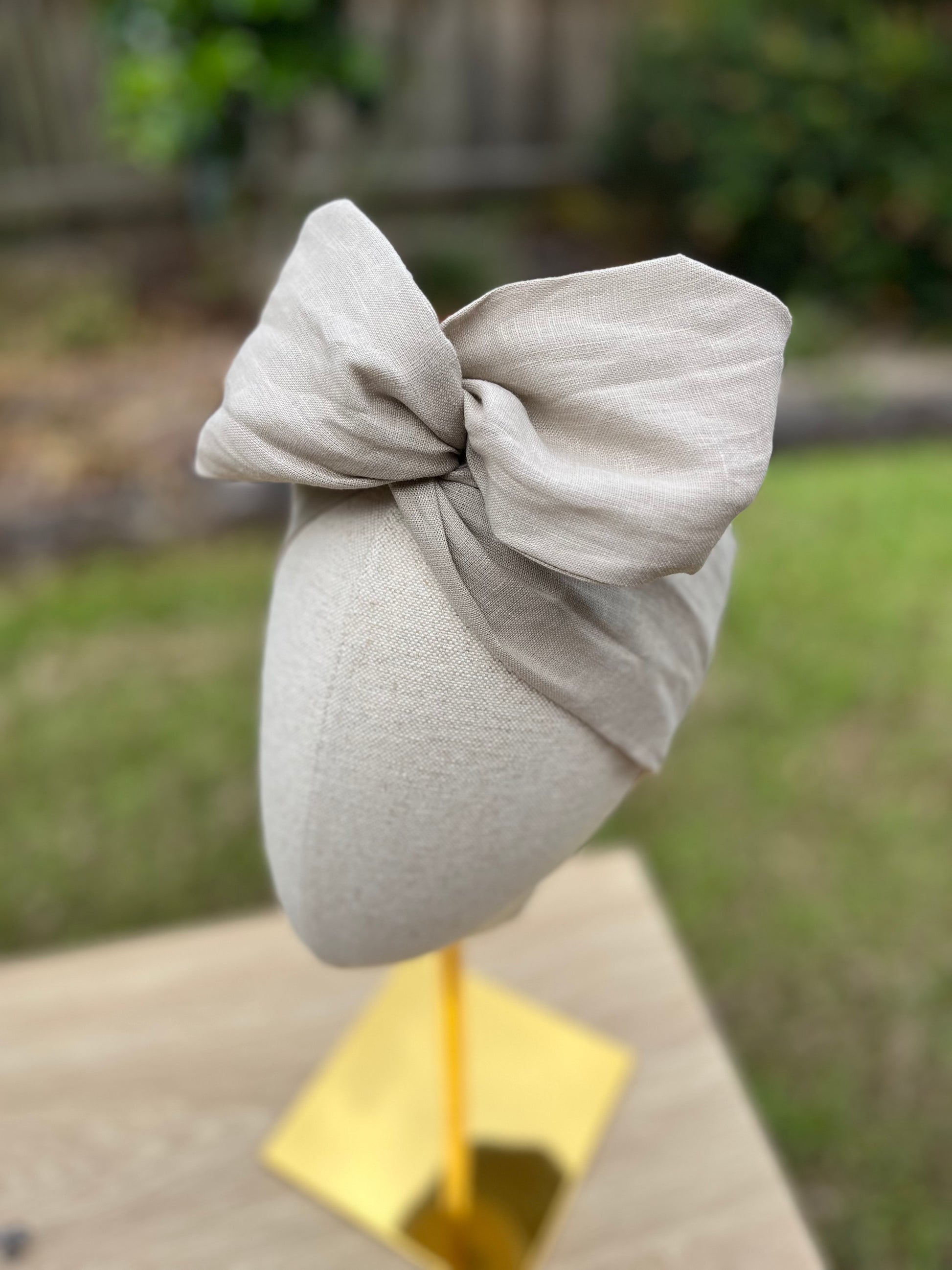 natural beige linen wired headband